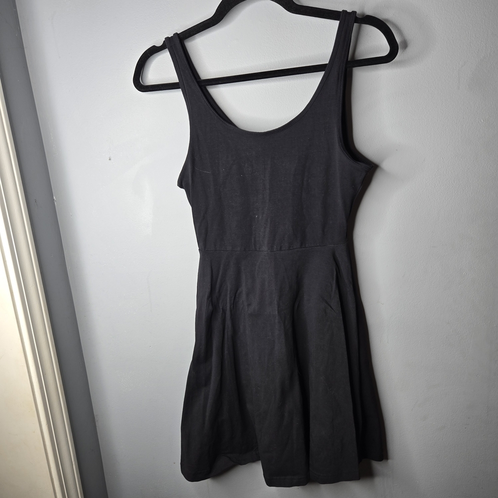 Express Black Sleeveless Fit & Flare Dress Gold Zipper Back Size Small